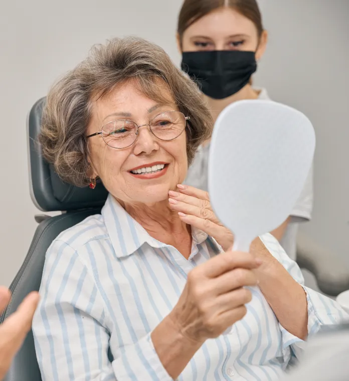 Oral surgery patient smiling